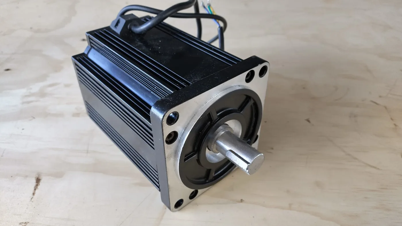 48V BLDC motor, front view showing the output shaft and mounting flange
